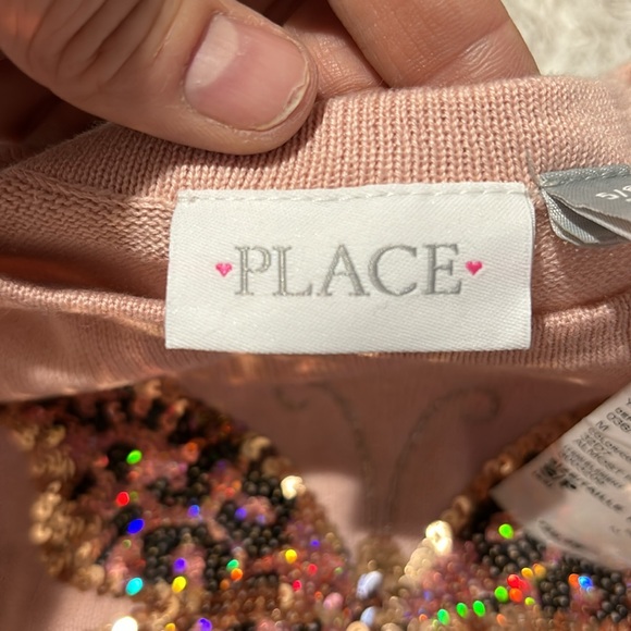 Childrens place pale pink butterfly sequined gold sweater small 5/6 cotton NWT - Picture 4 of 8